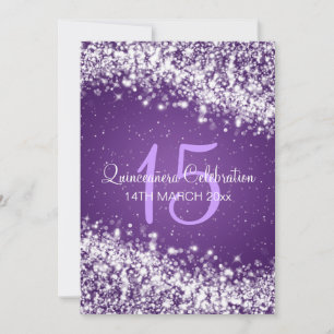 Quinceañera Party Sparkling Wave Purple Invitation