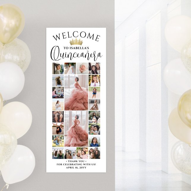 Quinceañera Photo Collage 15th Birthday Welcome Poster (Creator Uploaded)