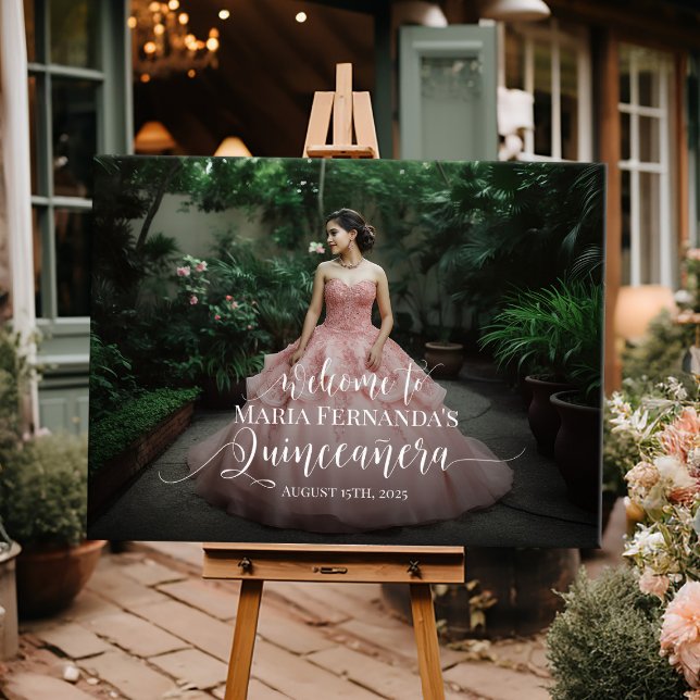 Quinceanera photo welcome sign elegant calligraphy (Creator Uploaded)