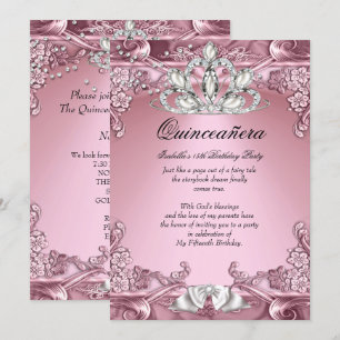 Quinceanera Pink 15th Birthday Party Invitation