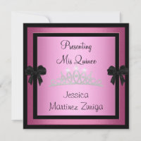 Quinceanera Pink Black Jewel Tiara Formal 1