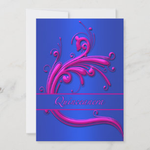 Quinceanera Pink Blue 15th Birthday Invitation