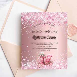 Quinceanera pink carriage budget invitation