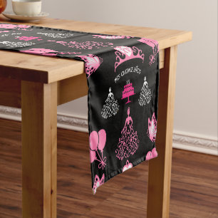 Quinceanera Pink Crown Party Short Table Runner