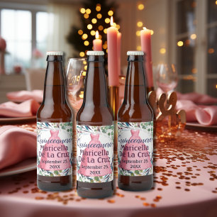 Quinceanera Pink Dress Beer Bottle Label
