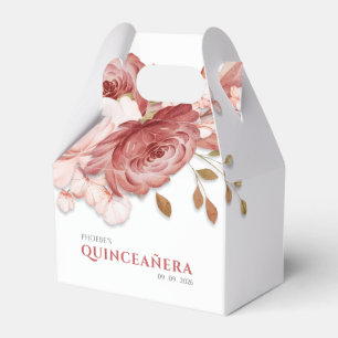Quinceanera Pink Floral Botanical 15th Birthday Favour Box