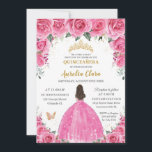 Quinceañera Pink Fuchsia Floral Princess Butterfly Invitation<br><div class="desc">Personalise this lovely quinceañera invitation with own wording easily and quickly,  simply press the customise it button to further re-arrange and format the style and placement of the text.  Matching items available in store!  (c) The Happy Cat Studio</div>