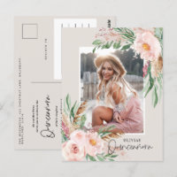Quinceañera Pink girly floral photo birthday Invit