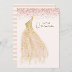 Quinceañera Pink girly glitter dress birthday Invitation