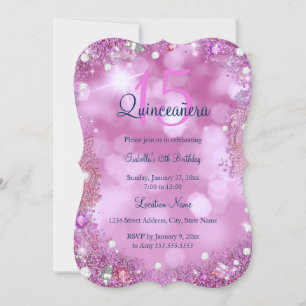Quinceanera Pink Ocean Sky Birthday Party Invitation