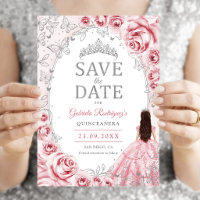 Quinceanera Pink Silver Floral