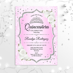 Quinceanera - Pink Silver Invitation