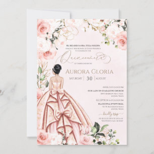 Quinceanera Pretty in Pink Beautiful Blush 15 Bday Invitation