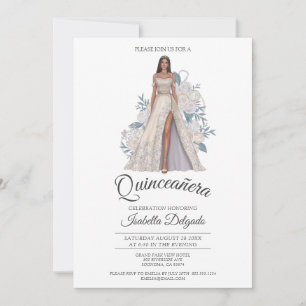 Quinceanera Princess Diamond Glitter Gown Invitation