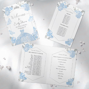 Quinceanera Programs Dusty Blue Dress Butterfly
