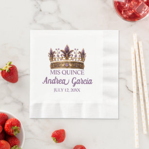 Quinceanera Purple Floral Napkin