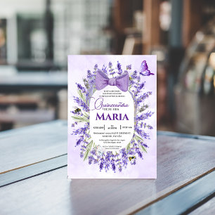 Quinceañera Purple lavender Floral Spanish Invitation