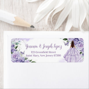 Quinceañera Purple Roses Floral Return Address Label