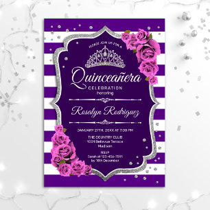Quinceanera - Purple Silver Invitation
