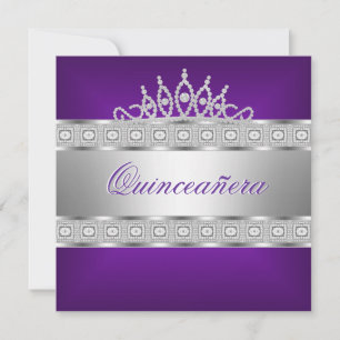 Quinceanera Purple Silver Jewel 15th Birthday Invitation