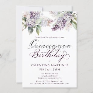 Quinceanera Purple Spring Lilac Flower Invit Invitation