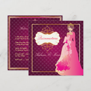 QUINCEANERA/QUINCE ANOS PRINCESS/DIY colour Invitation