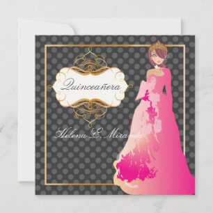 Quinceañera/Quince años princess/polka dots Invitation