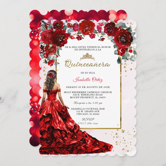 Quinceanera Quotes  in spanish Invitation (Front/Back)