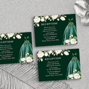 Quinceanera Reception Princess Dress Roses Green Enclosure Card