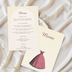 Quinceañera red dress dinner card Menu