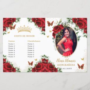 Quinceañera Red Floral Butterflies Photo Program