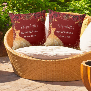 Quinceanera red gold dress name glam cushion