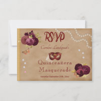 Quinceañera Red Masquerade Burgundy English Roses