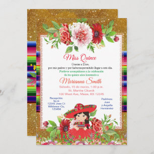 Quinceanera Red Mexican Miss Quince Invite