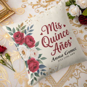 Quinceanera Red Rose Personalised Mis Quince Anos  Cushion