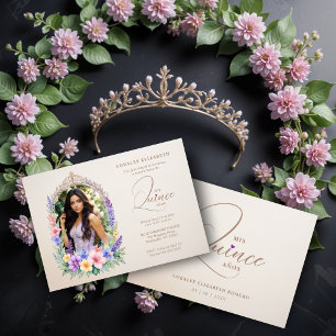 Quinceañera Romantic Glam Floral Ornate Arch Invitation