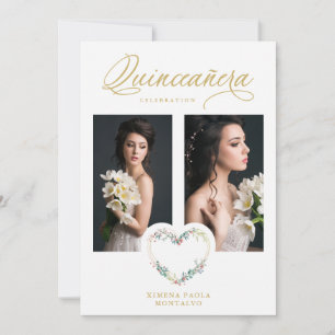 Quinceañera Romantic Pink Shades Faux Gold Floral 