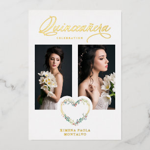 Quinceañera Romantic Pink Shades Real Gold Floral 