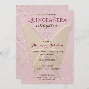 Quinceanera Rose Gold 15th Birthday Invitation