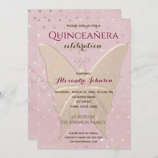 Quinceanera Rose Gold 15th Birthday Invitation