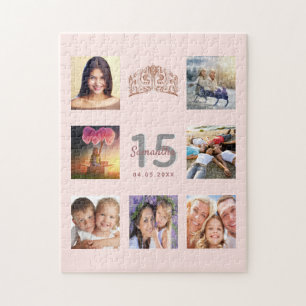 Quinceanera rose gold blush tiara photo jigsaw puzzle