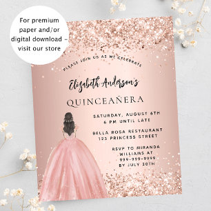 Quinceanera rose gold dress budget invitation flyer