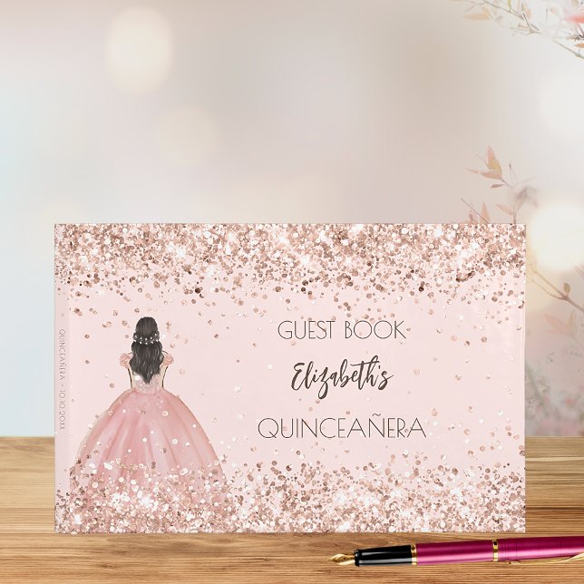 Quinceanera rose gold dress glitter guest book (Creator Uploaded)