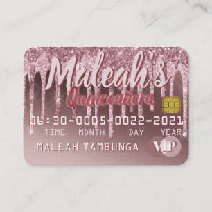 Quinceañera Rose Gold Drip Glitter Invitations