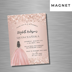 Quinceanera rose gold glitter dress luxury magnetic invitation