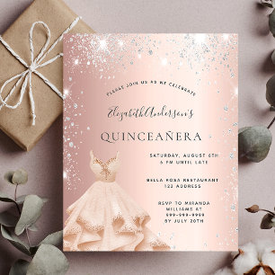 Quinceanera rose gold glitter invitation