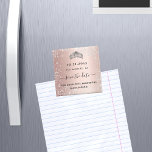 Quinceanera rose gold glitter tiara save the date magnet<br><div class="desc">For an elegant Quinceañera,  15th birthday.  A rose gold,  blush gradient background colour. Decorated with faux silver glitter dust,  a tiara crown. Personalise and add a name,  age and a date. Save the Date is written with a modern hand lettered style script with swashes.</div>