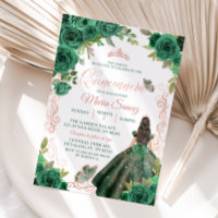 Quinceañera Rose Gold Hunter Green Floral