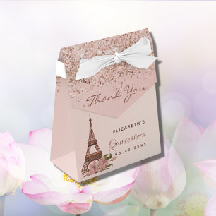 Quinceanera rose gold Paris thank you Favour Box
