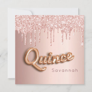 Quinceanera rose gold pink invitation